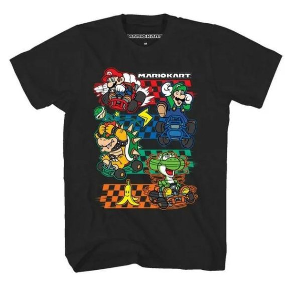 Mario Kart Four Track Boys Short Sleeve T-Shirt - Picture 1 of 3